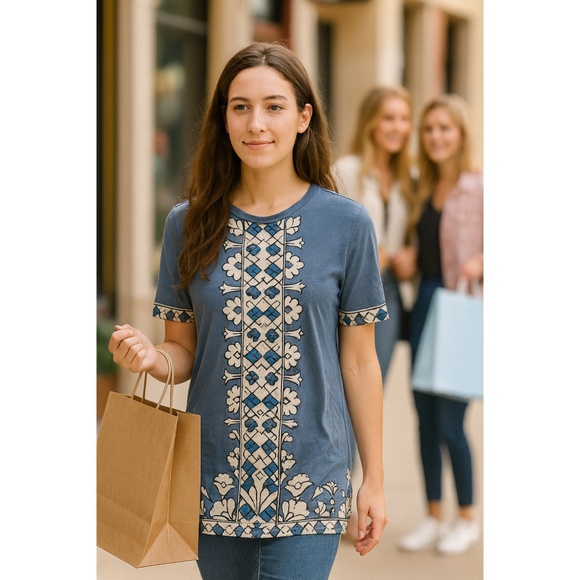 TORY BURCH TOP PERU PIMA COTTON SOFT FLOWY FLORAL VACATION SUMMER BOHO CHIC S - Picture 1 of 10